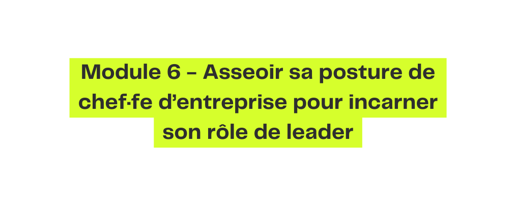 Module 6 Asseoir sa posture de chef fe d entreprise pour incarner son rôle de leader